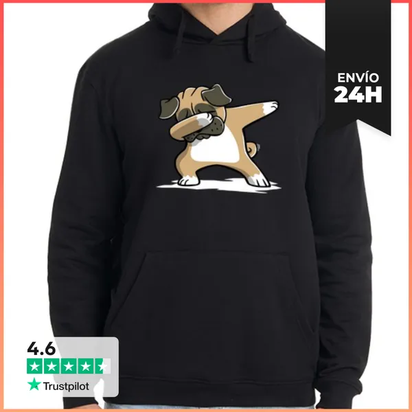 Sudadera Unisex Con Capucha Perro Pug DAB! LaTostadora