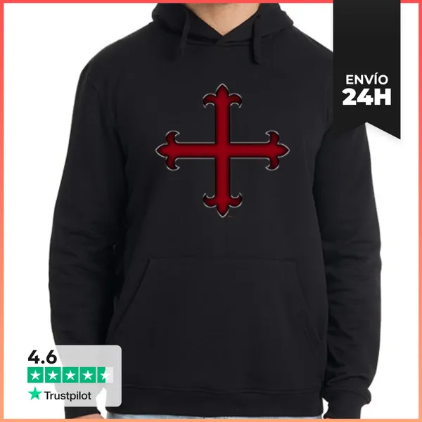 Sudadera Unisex Con Capucha Cruz Templaria 23 LaTostadora