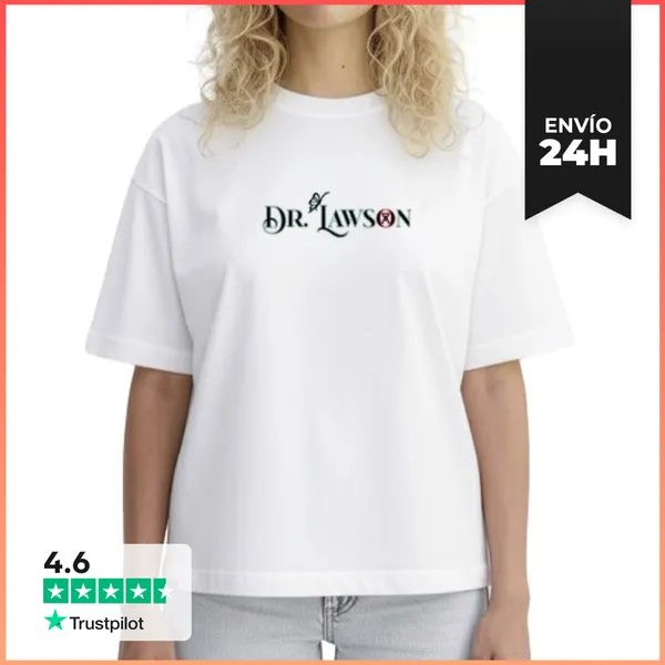 Camiseta Mujer Boxy Mujer, Cuello Ancho, Loose Fit, Blanca