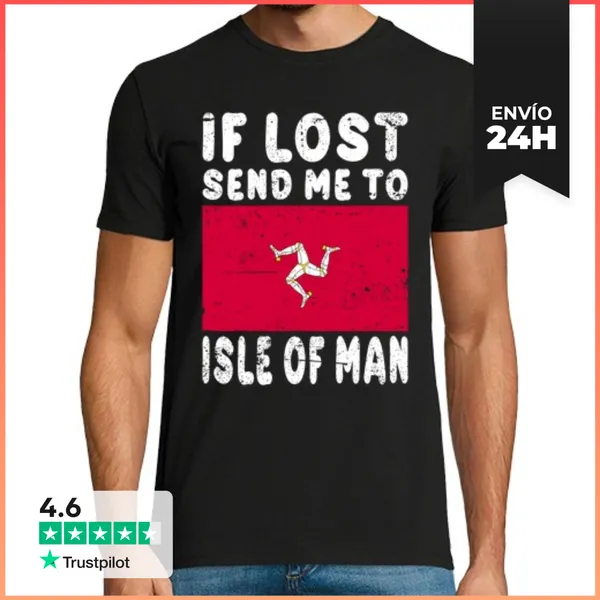 Camiseta Hombre Clásica Bandera De La Isla De Man Si Se Pierde