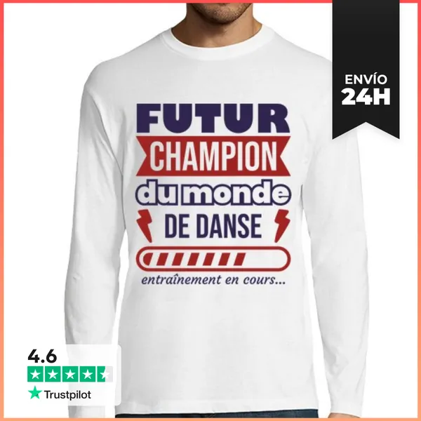 Camiseta Hombre Manga Larga Futuro Campeón Mundial De Baile