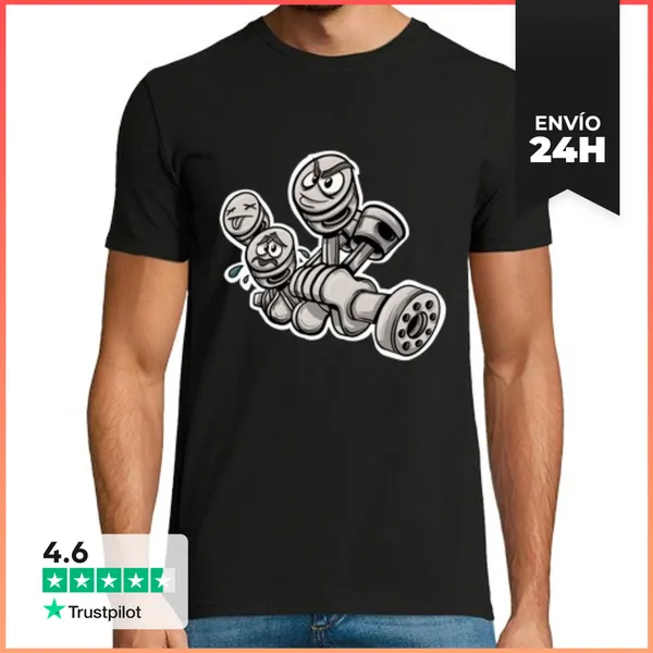 Camiseta Hombre Clásica Working Engine Pistons Car Mechanic