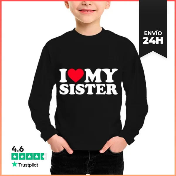 Camiseta Manga Larga Para Niños Amo A Mi Hermana Quiero A Mi