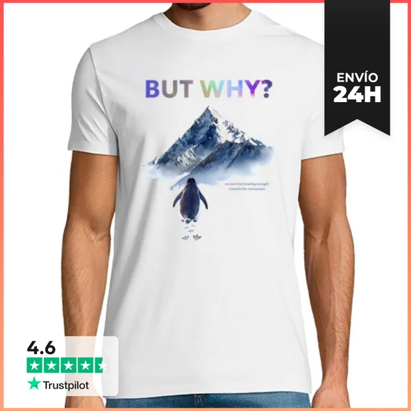 Camiseta Hombre Clásica Pingüino Nihilista Pero Por Que But Why