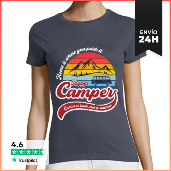 Camiseta Mujer Clásica Happy Camper LaTostadora