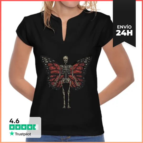 Camiseta Mujer Cuello Mao Estética Grunge De Hadas Fairycore