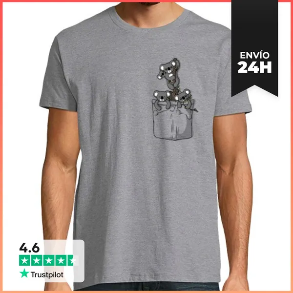 Camiseta Hombre Clásica Osos Koala Bolsillo LaTostadora