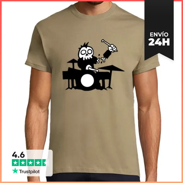 Camiseta Hombre Clásica Tambor Zombi LaTostadora