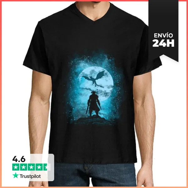 Camiseta Hombre, Cuello Pico Cazador De Dragones LaTostadora