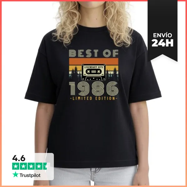 Camiseta Mujer Boxy 40 Cumpleaños 40 Años Vintage 1986
