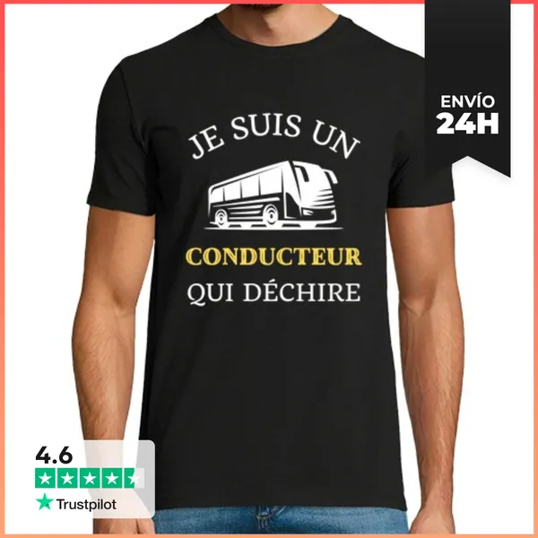 Camiseta Hombre Clásica Conductor De Autobús Rasgando Humor