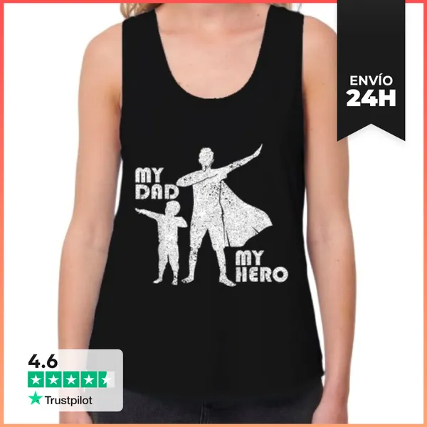 Camiseta Mujer Sin Mangas, Loose Fit Mi Papá Mi Héroe Día Del