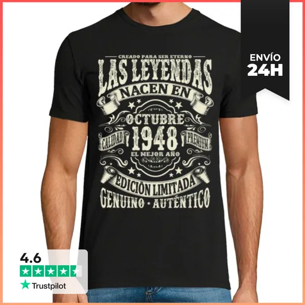 Camiseta Hombre Clásica 75 Años - Leyenda De Octubre De 1948