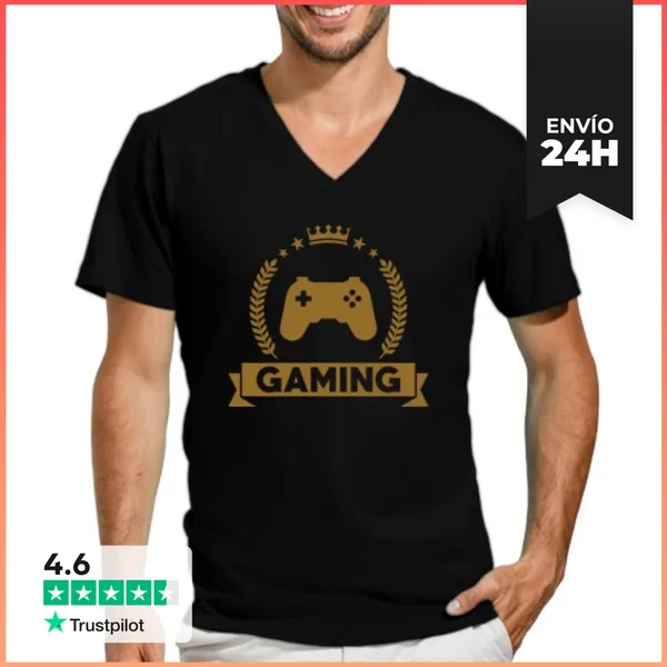 Camiseta Hombre, Cuello Pico Camiseta Friki - Juegos LaTostadora
