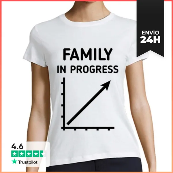 Camiseta Mujer Clásica Familia En Progreso - Embarazada - Padres