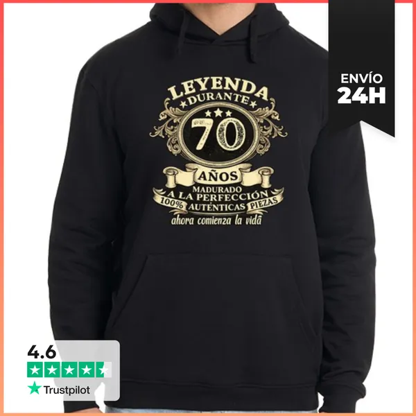 Sudadera Unisex Con Capucha Leyenda Durante 70 Años Madurado A La