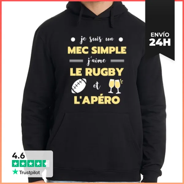 Sudadera Unisex Con Capucha Rugby Apero Humor Hombre De Rugby
