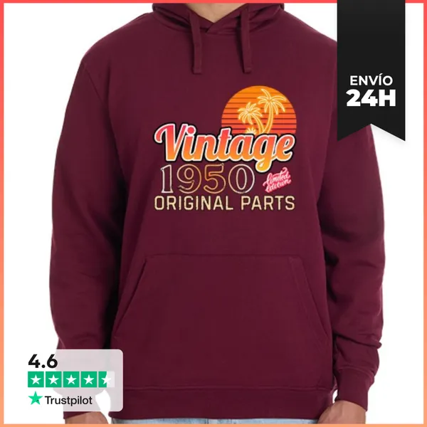 Sudadera Unisex Con Capucha Vintage 1950 Original Parts Regalo