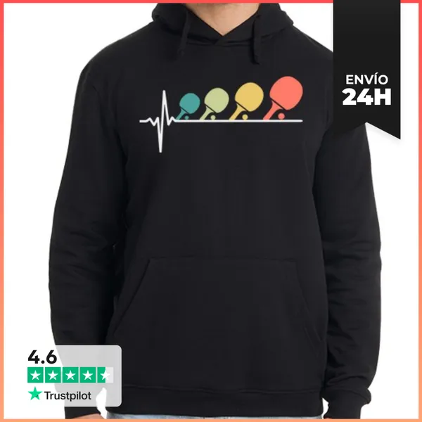 Sudadera Unisex Con Capucha Tenis De Mesa Latido Del Corazón