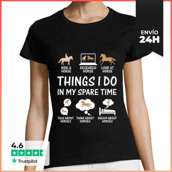 Camiseta Mujer Clásica Montar A Caballo Humor Tiempo Libre
