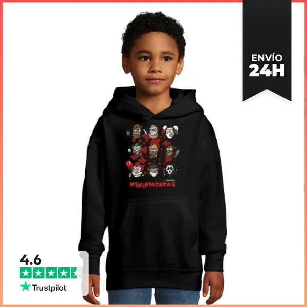 Sudadera Para Niños Con Capucha PSICOPATATAS-NEGRO LaTostadora