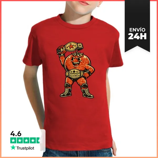 Camiseta Clásica Para Niños Campeón De Lucha De Tomates Vintage