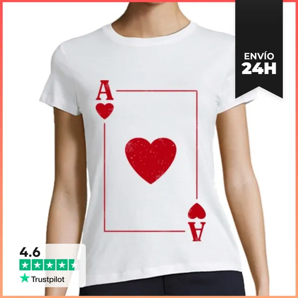 Camiseta Mujer Clásica As De Corazones. Pareja De Ases Regalos