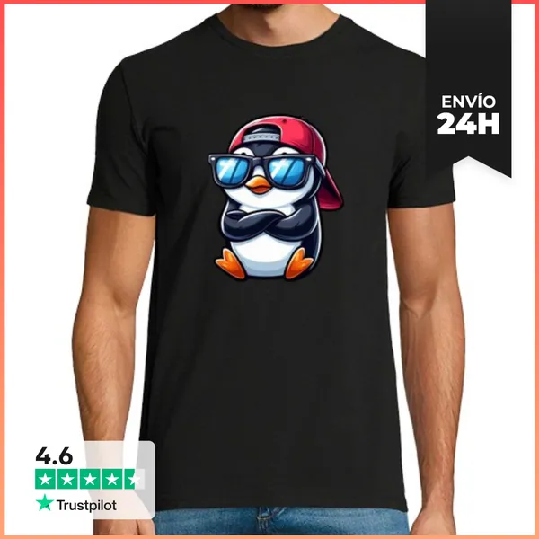 Camiseta Hombre Clásica Cool Pingüino Con Dibujos Animados De G