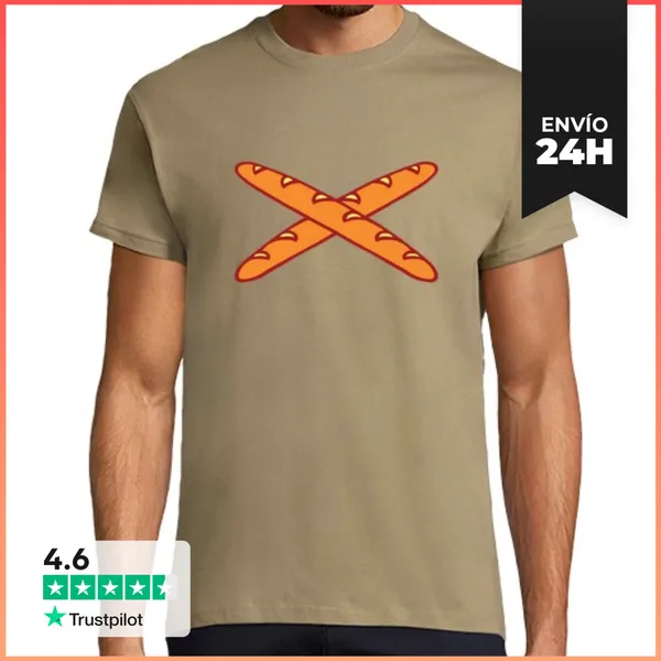 Camiseta Hombre Clásica Hombre, Manga Corta, Caqui, Calidad Extra