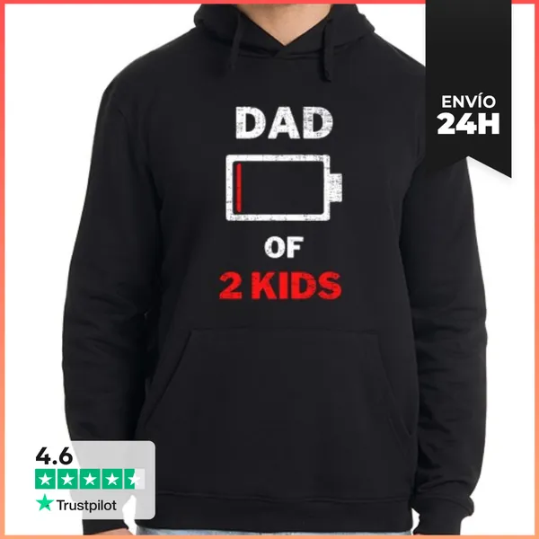 Sudadera Unisex Con Capucha Papá De 2 Niños Regalo Del Papá Del