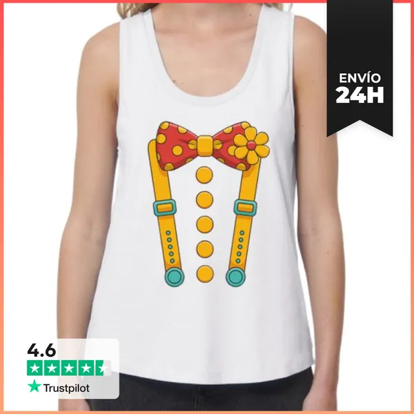 Camiseta Mujer Sin Mangas, Loose Fit Diseño De Disfraz De Payaso