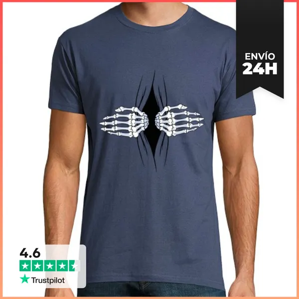 Camiseta Hombre Clásica Manos Esqueleto Espiando LaTostadora