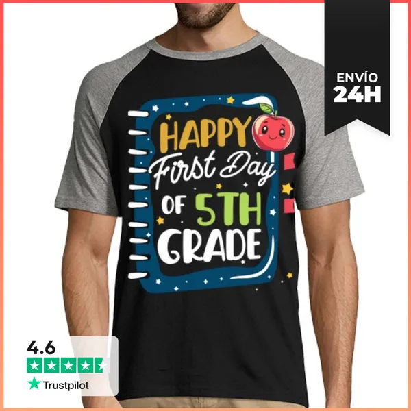Camiseta Hombre, Estilo Béisbol Feliz Primer Día De Escuela