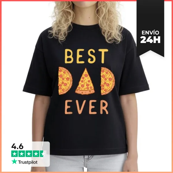 Camiseta Mujer Boxy El Mejor Papá Del Mundo Amante De La Pizza