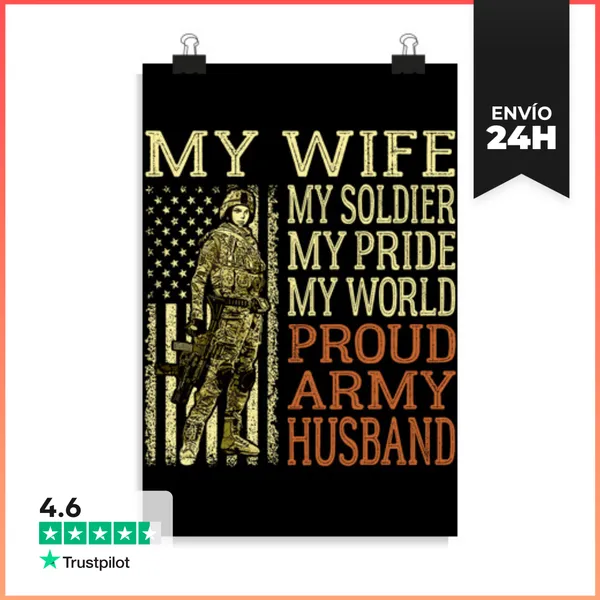 Póster Vertical Mi Esposa Mi Soldado Héroe Orgulloso Ejército