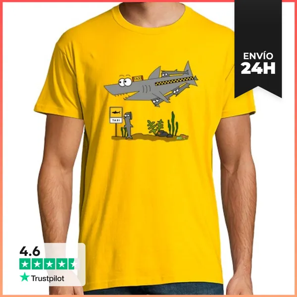 Camiseta Hombre Clásica Taxi Shark LaTostadora