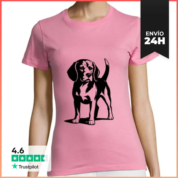 Camiseta Mujer Clásica Perro Beagle Minimalista LaTostadora