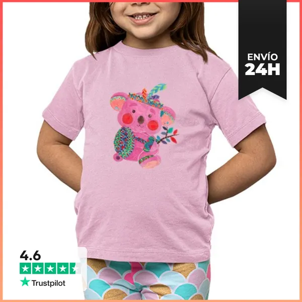 Camiseta Clásica Para Niños El Koala De Color Rosa LaTostadora
