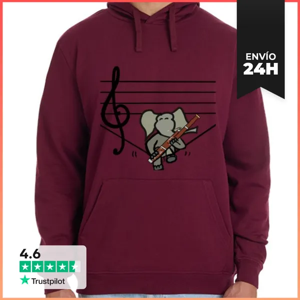 Sudadera Unisex Con Capucha Elephant Bassoonist LaTostadora