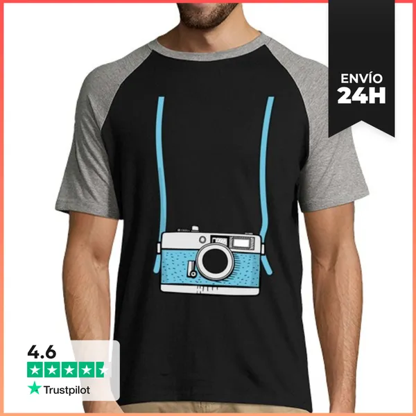 Camiseta Hombre, Estilo Béisbol Cámara Falsa Turista Falso