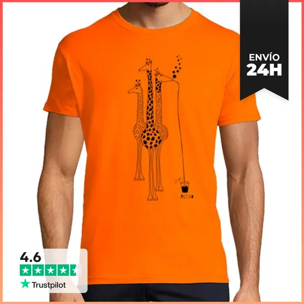 Camiseta Hombre Clásica Jirafas De Botellón LaTostadora