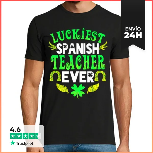 Camiseta Hombre Clásica El Profesor De Español Más Afortunado De