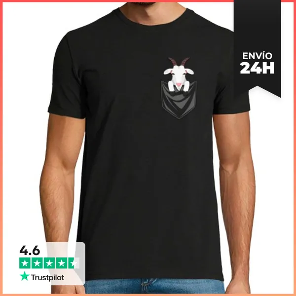 Camiseta Hombre Clásica Mascota Cabra Bolsillo LaTostadora