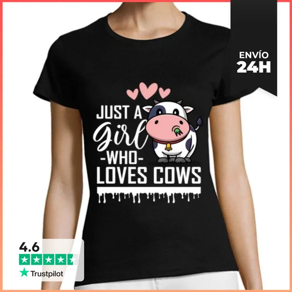 Camiseta Mujer Clásica Solo Una Chica Que Ama Las Vacas