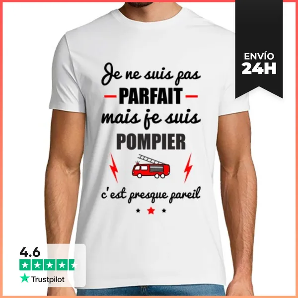 Camiseta Hombre Clásica No Perfecto Pero Bombero LaTostadora