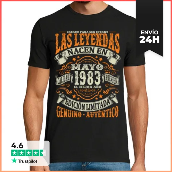 Camiseta Hombre Clásica Leyenda De Mayo De 1983 - 40 Años