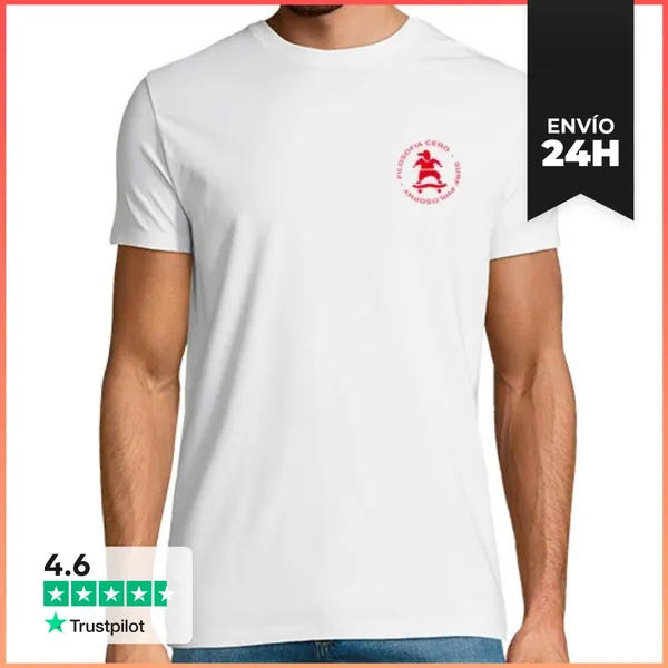 Camiseta Hombre Clásica Rueda Skate - Ilustración Cara Y Dorso