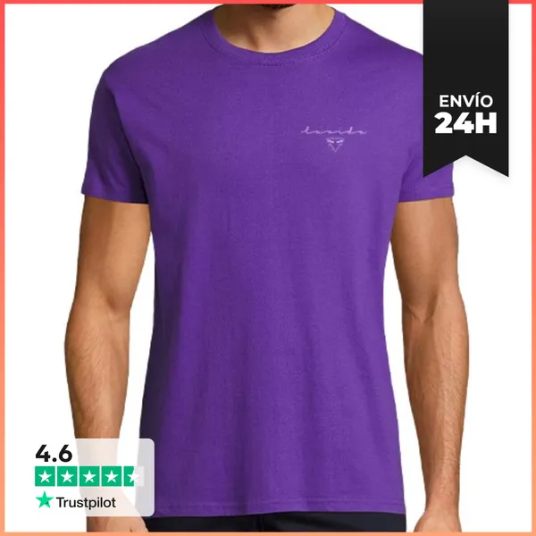 Camiseta Hombre Clásica Hombre, Manga Corta, Morado, Calidad