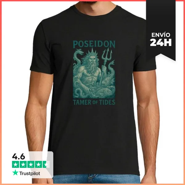 Camiseta Hombre Clásica Poseidón Domador De Mareas LaTostadora