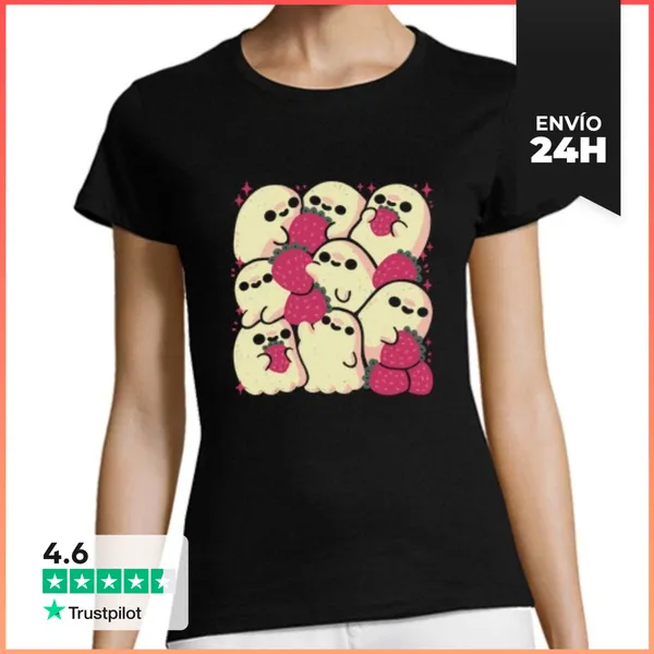 Camiseta Mujer Clásica Fantasmas Espeluznantemente Adorables Con